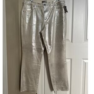 NWT Kut from the Kloth Reese High Rise Reese Ankle Straight Metallic Silver
